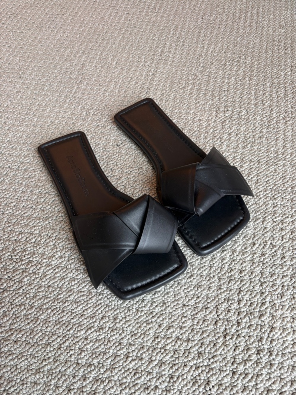 Acne Studios Knot Detail Slides 38 7.5 Black Leather flat slides - Picture 1 of 9